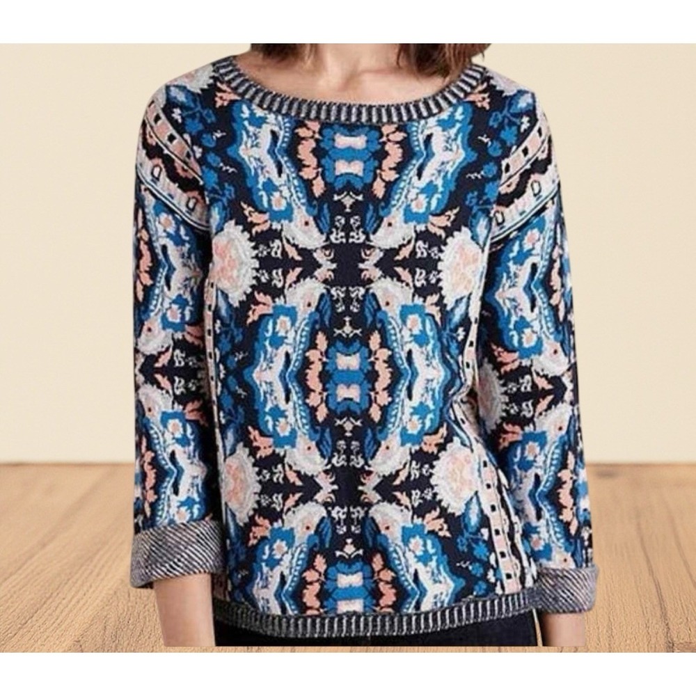Anthropologie MOTH Cabine Pullover Sweater Sz L Loose Slouchy Long or 3/4 Sleeve